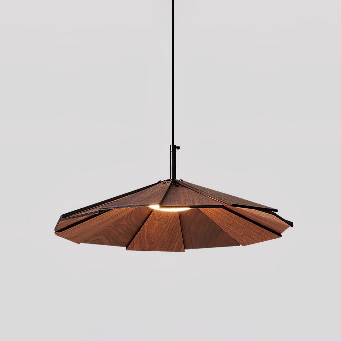 Umbrella Wooden Pendant Light Dia 15.7″ x H 59″ / Dia 40cm x H 150cm / Walnut Wood / Warm Light Pendant light