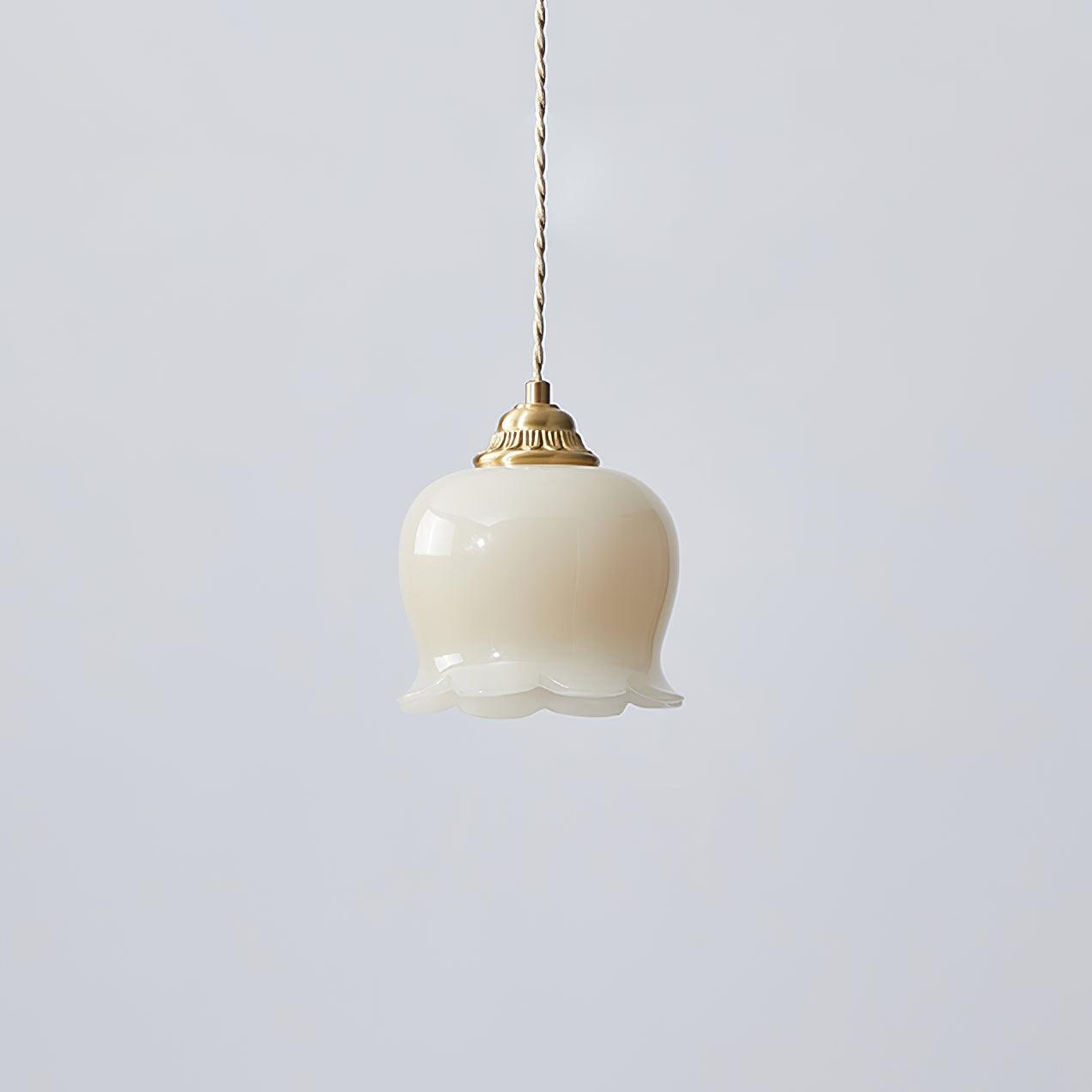 Valley flower Pendant Lamp ? 5.5″ x H 5.9″/ Dia 14cm x H 15cm / Brass & Beige Pendant light
