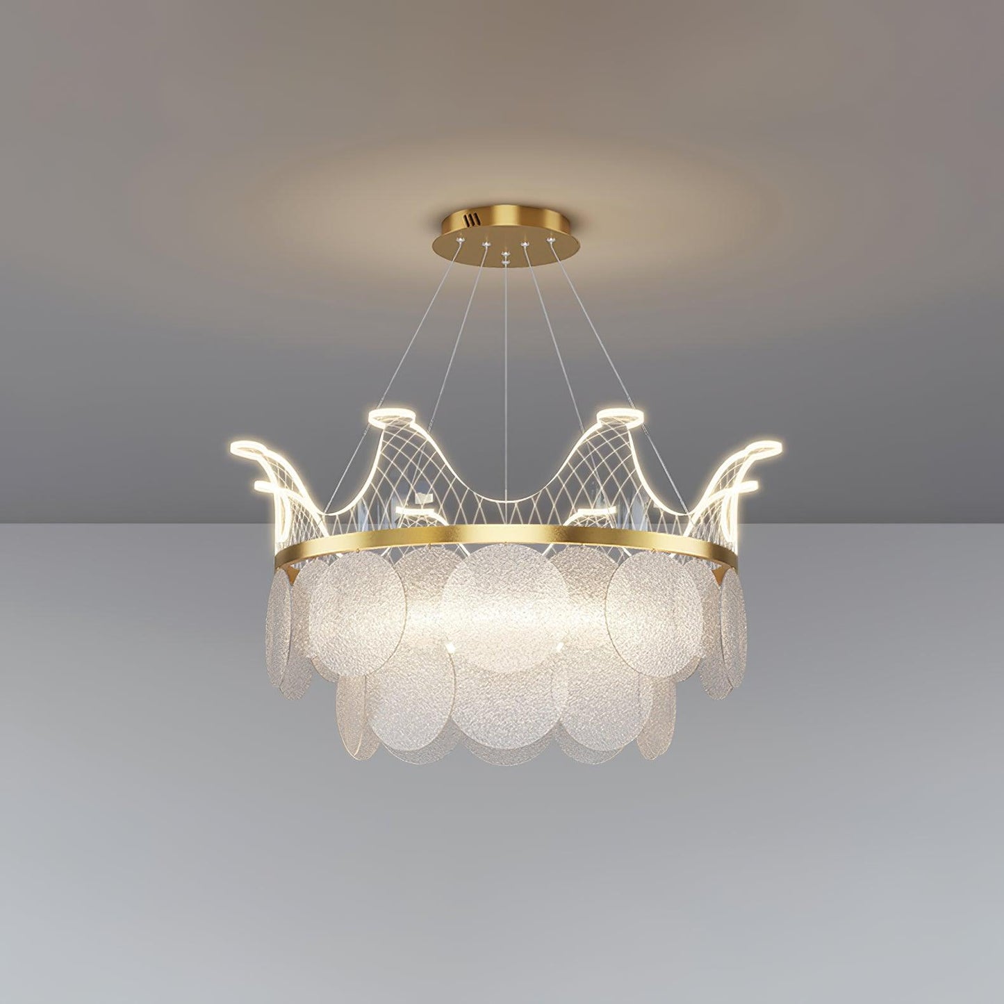 Vassar Crown Chandelier ? 35.4″ x H 14.9″/ Dia 90cm x H 38cm / Gold / Warm White Chandelier