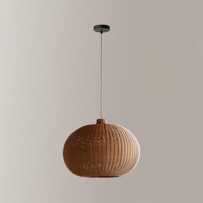 Vintage Rattan Pendant Lamp Dia 21.7″ x H 15.7″ / Dia 55cm x H 40cm / Brown Pendant light