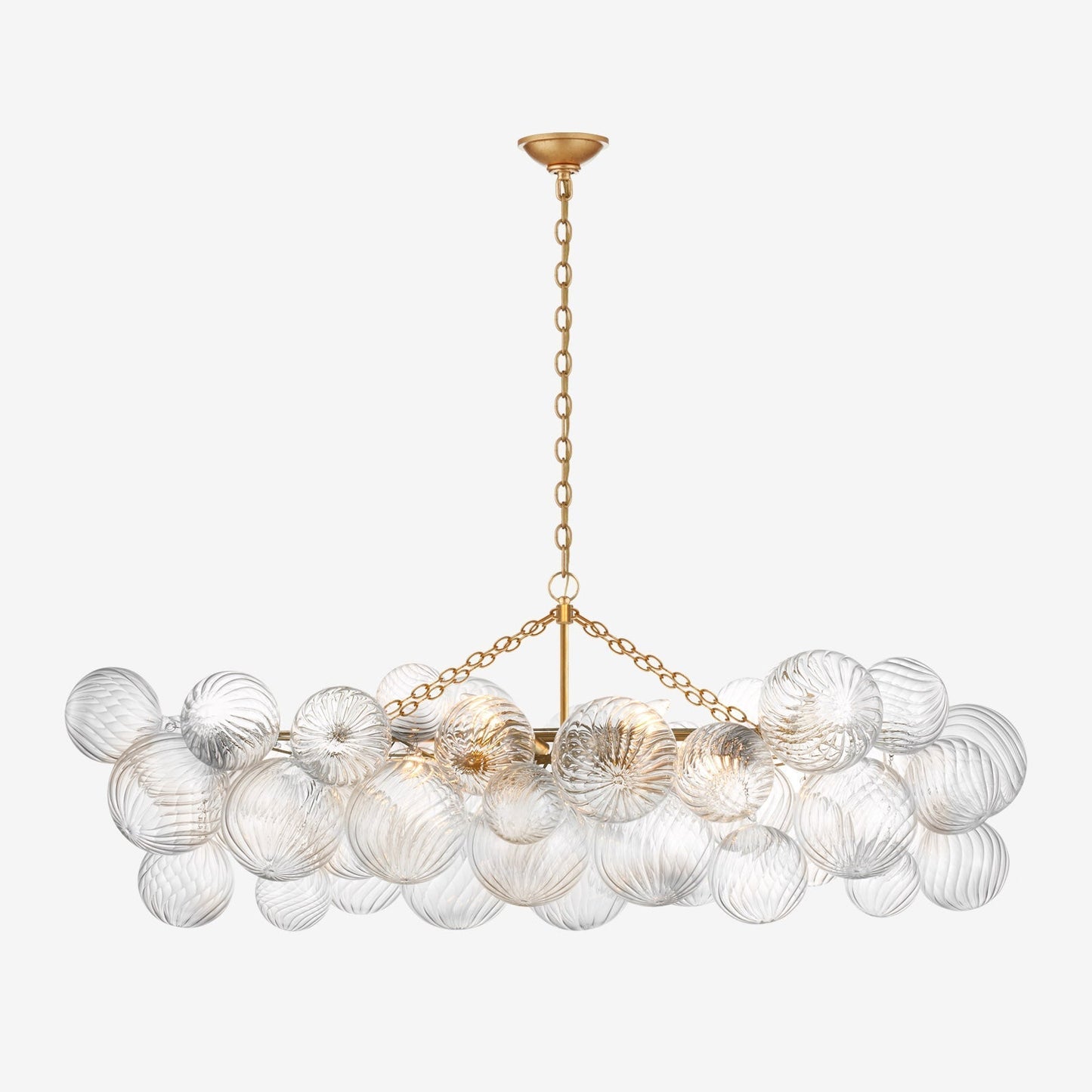 Talia Medium Linear Chandelier Gild and Clear Swirled Glass chandelier