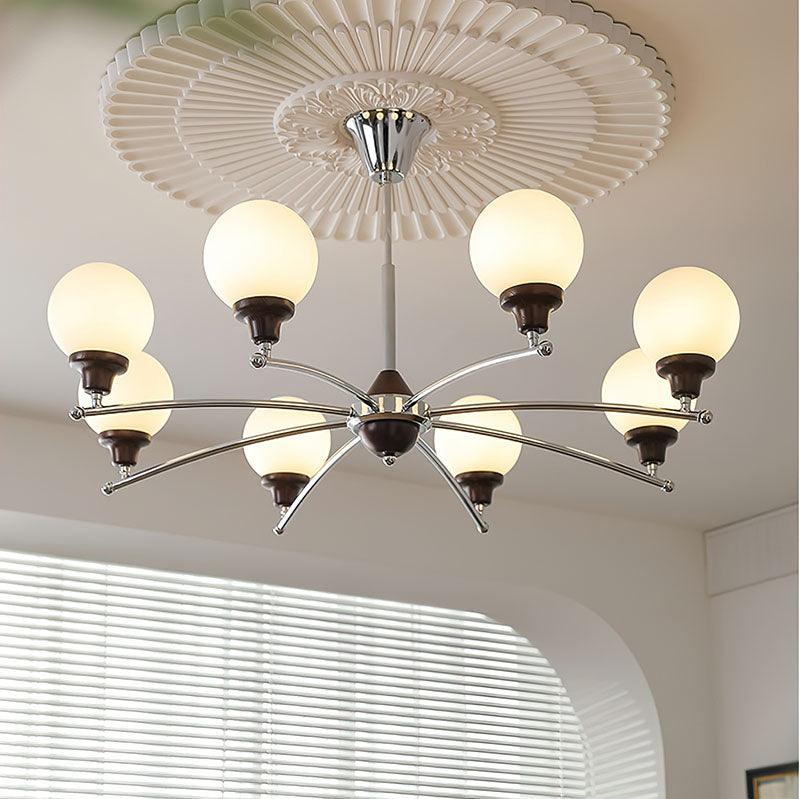 Walnut Glass Ball Chandelier 8 Heads Size: Dia 35.4″ x H 17.7″ / Dia 90cm x H 45cm / Chrome Chandelier