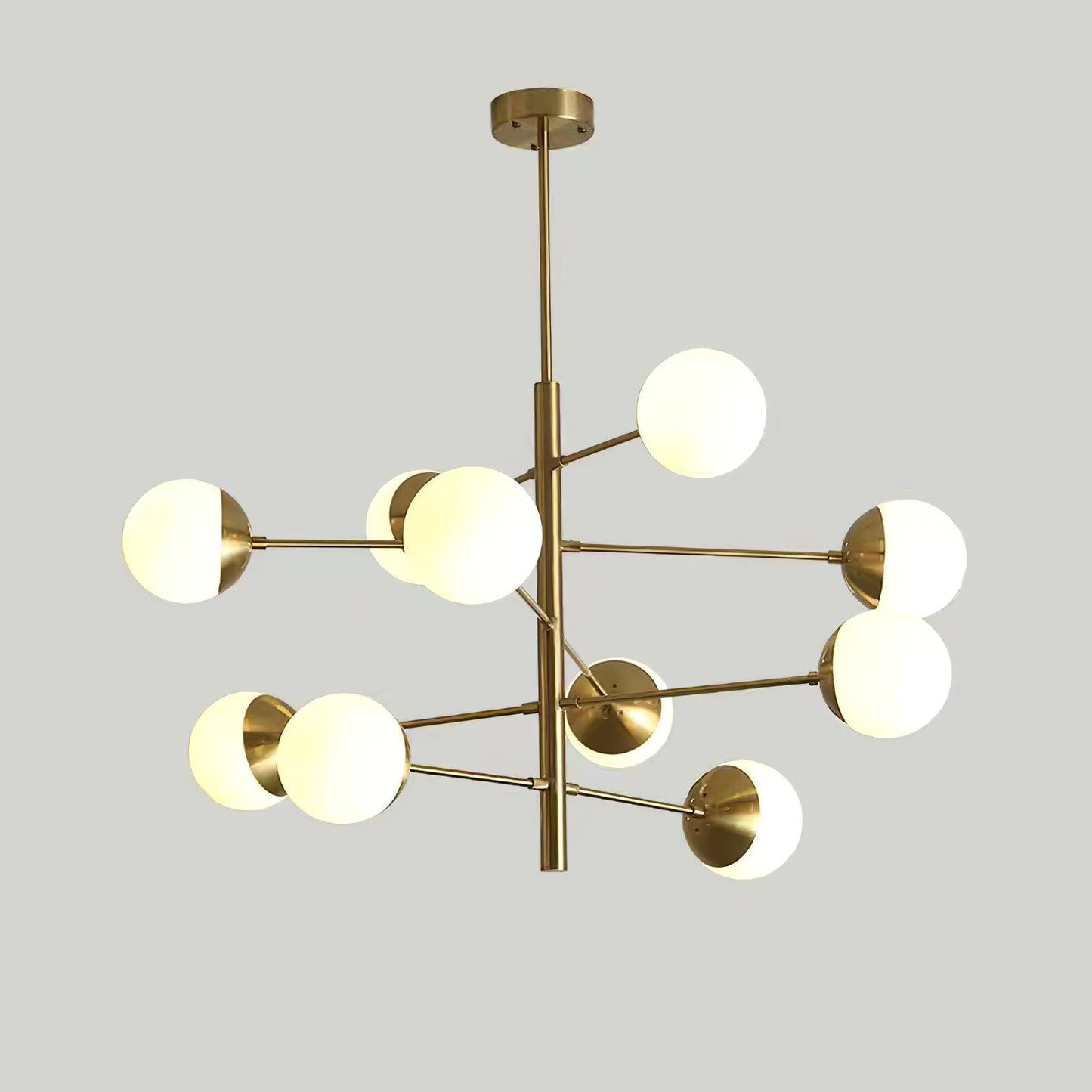 Waverly Chandelier 12 Heads Dia 42.5″ x H 23.6″ / Dia 108cm x H 60cm / Gold & White Chandelier