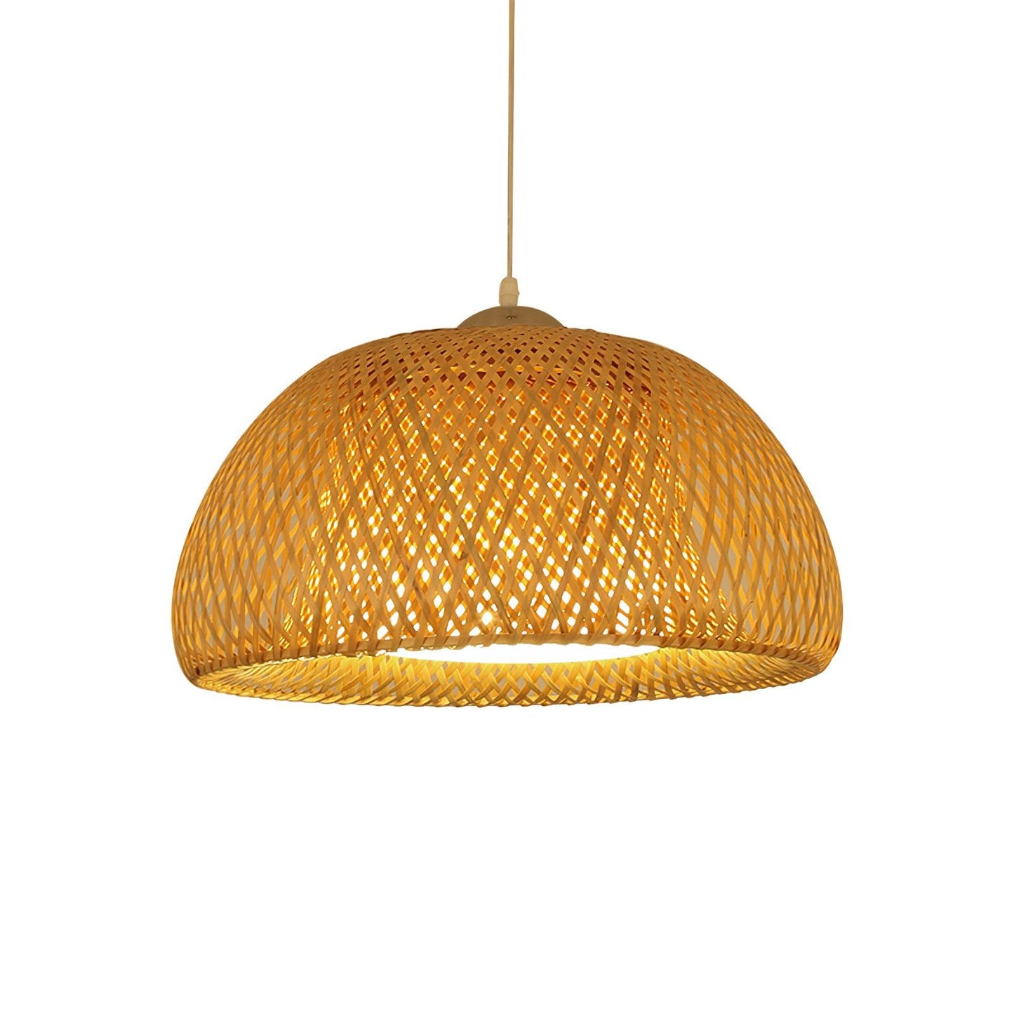 Zenith Bamboo Pendant Light Dia 24.4″ x H 11.4″ / Dia 62cm x H 29cm / Chrome & Natural rattan Pendant light