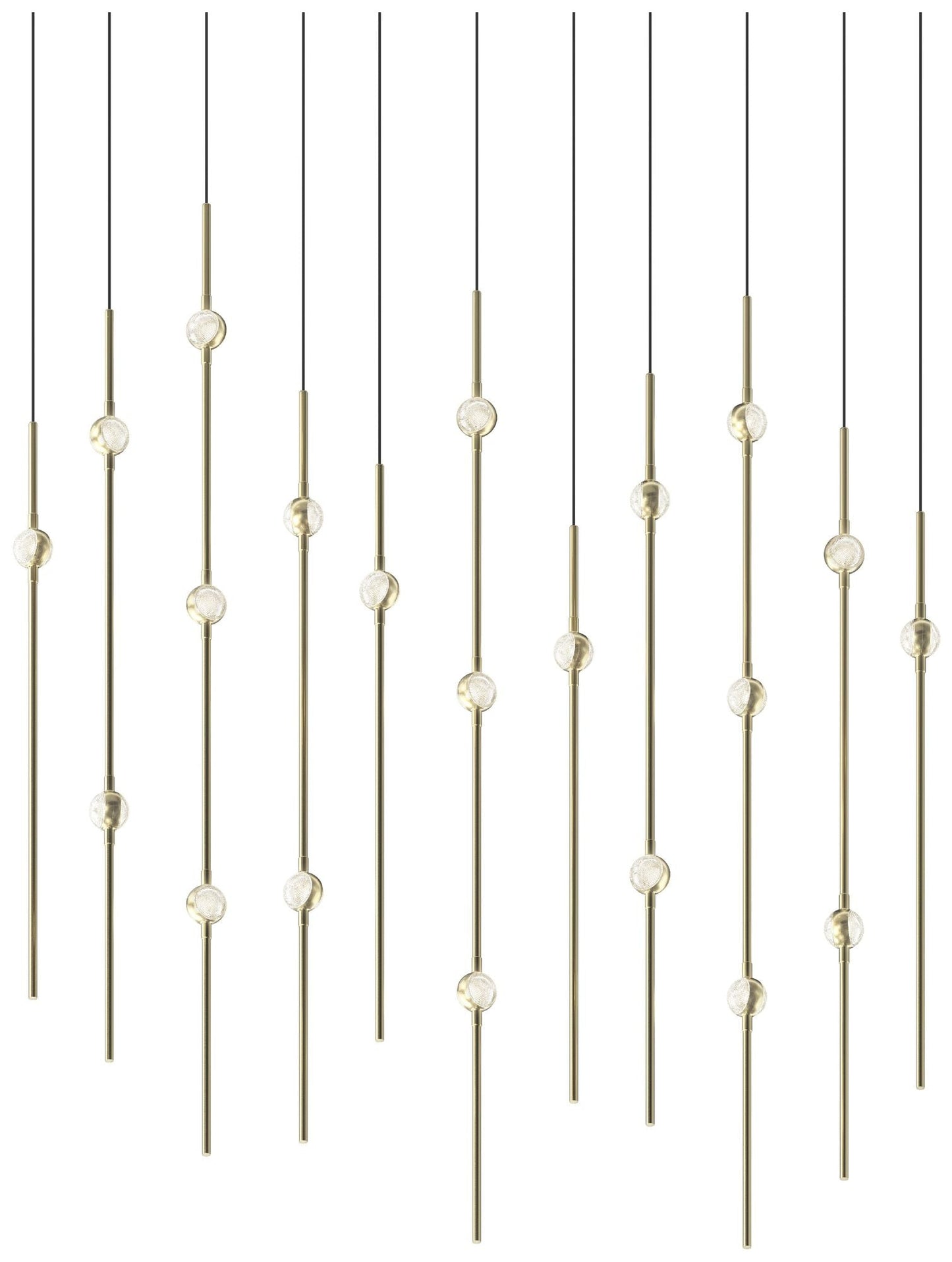 Aries 35.5"W Rectangle Brass 3000K Short Clear Shade LED Pendant