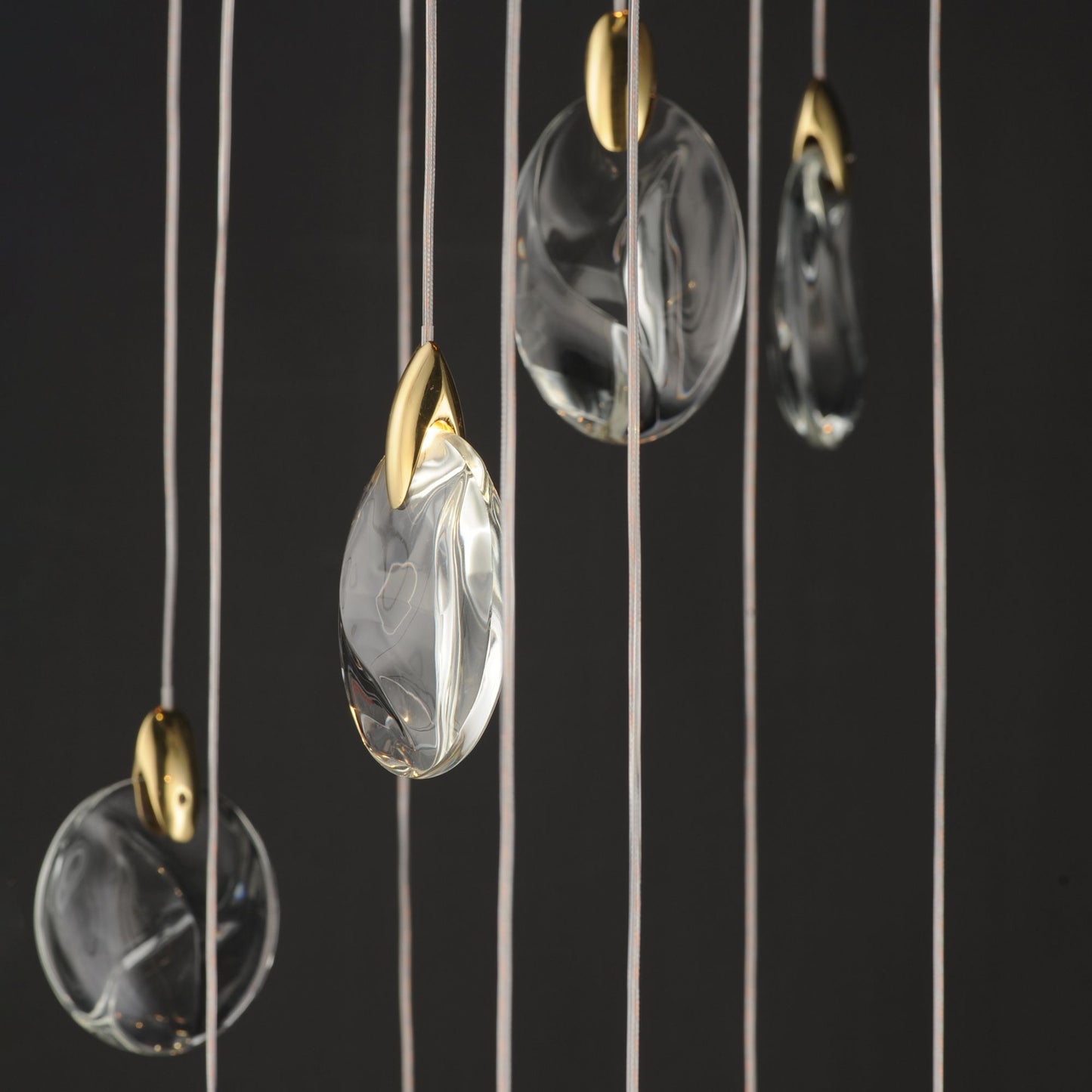 ET2 Pebble 36" Black/Polished Gold 30-Light LED Pendant