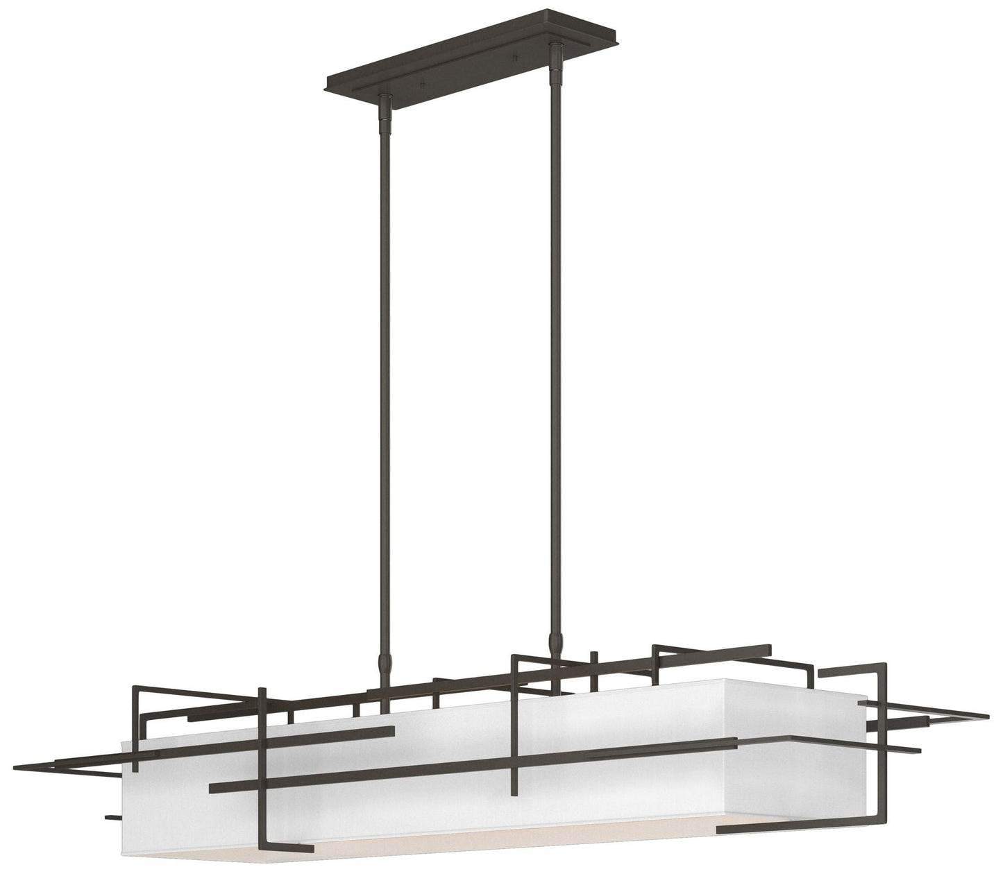Etch 54" Wide Dark Smoke Pendant With Natural Anna Shade