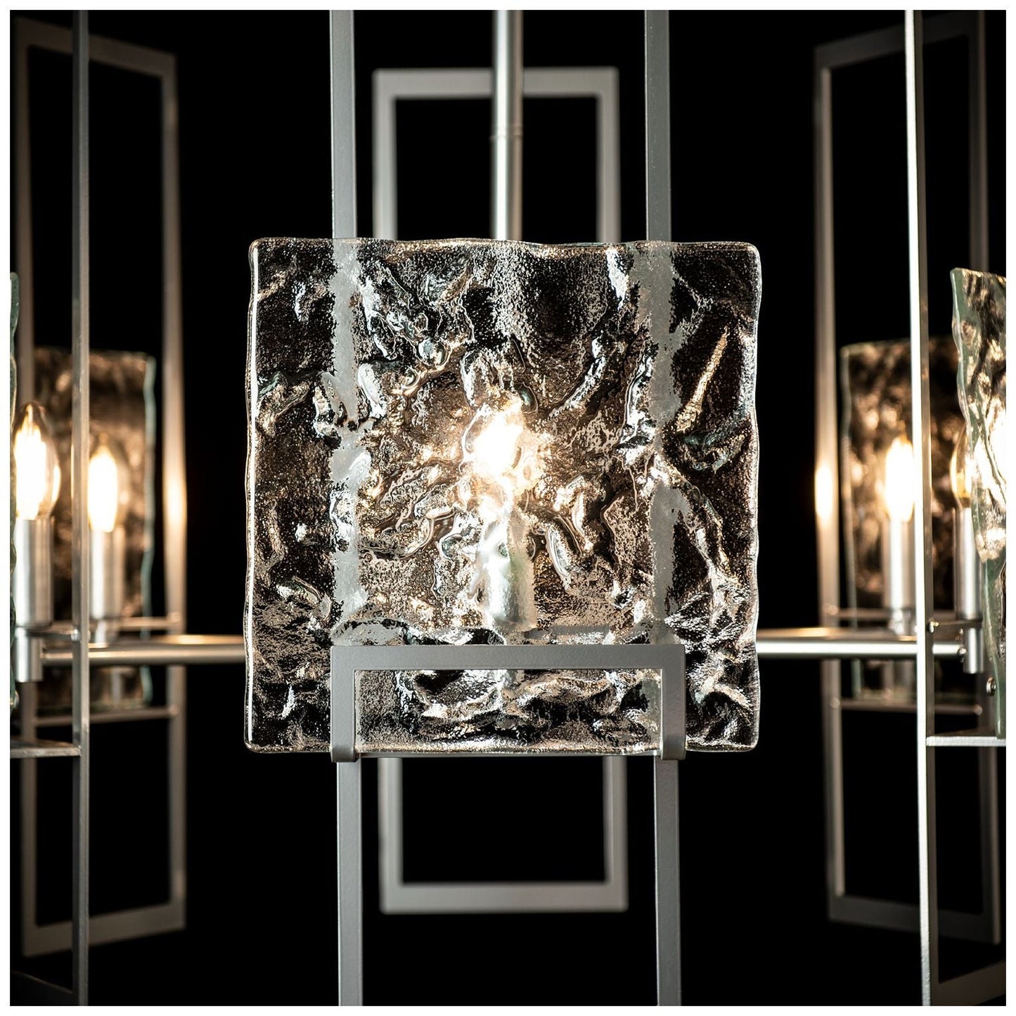 Geo 31.3" Wide 6-Light Sterling Pendant With Clear Glass Shade