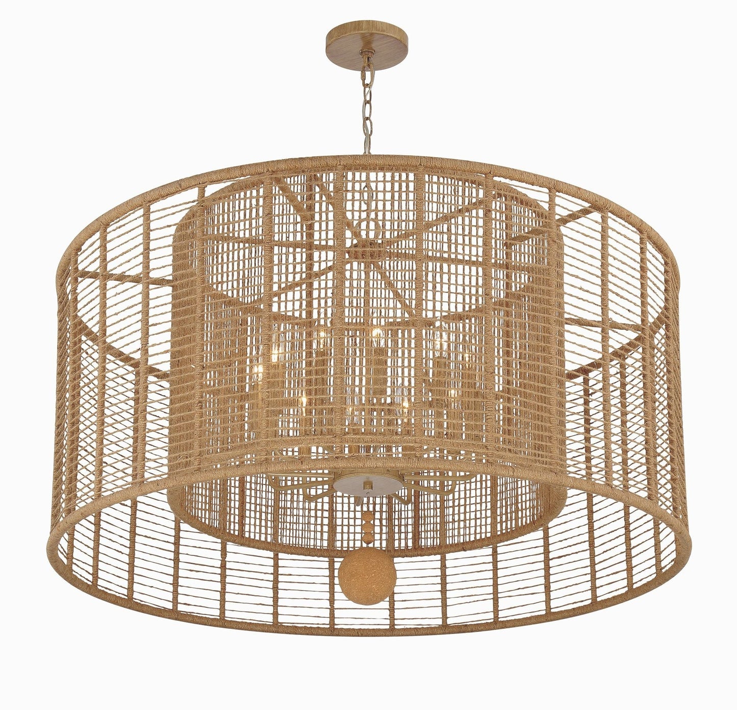 Jayna 42 3/4" Wide Silver Natural Jute 12-Light Modern Drum Chandelier