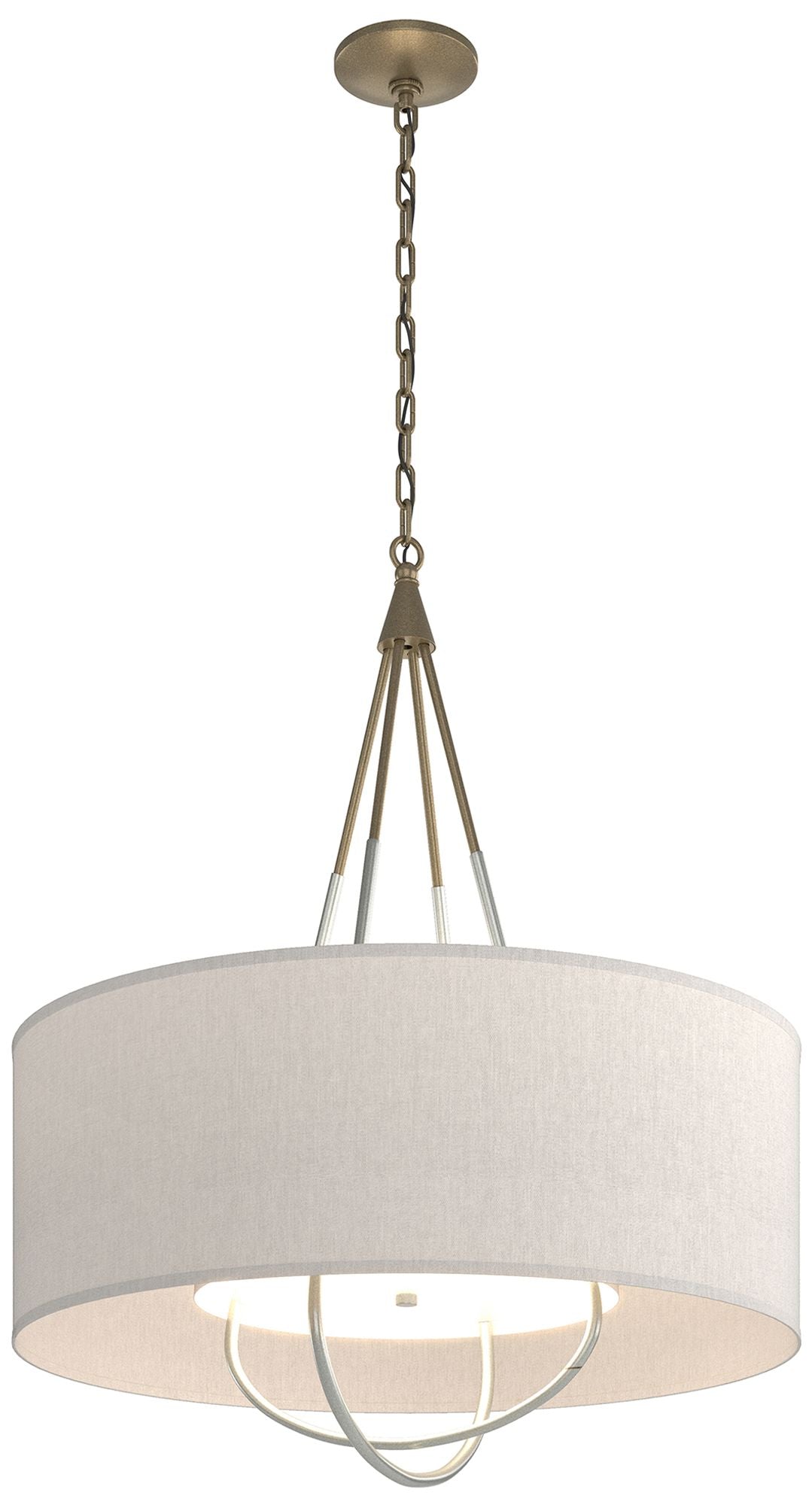 Loop Pendant - Soft Gold Finish - Vintage Platinum Accents - Flax Shade