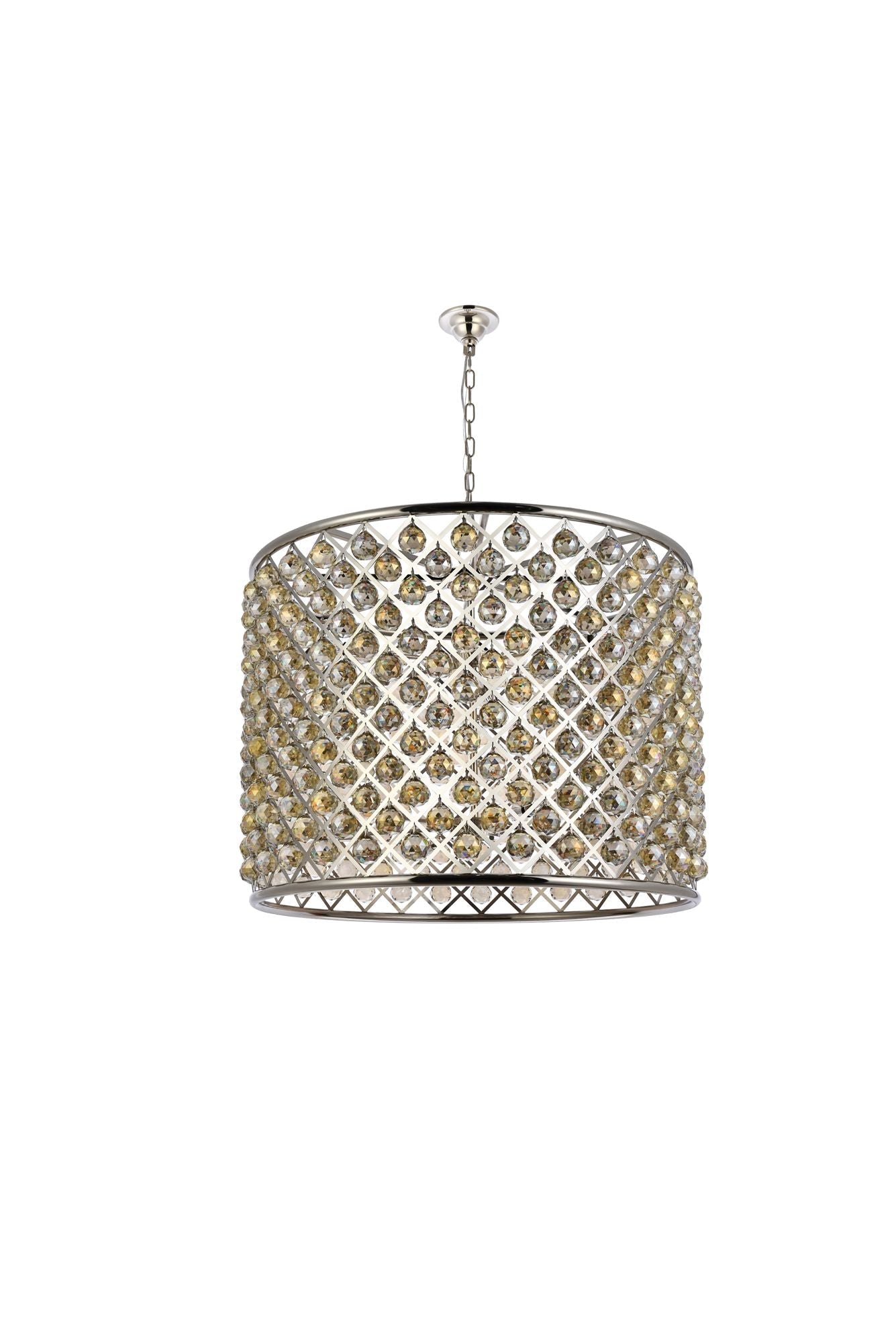 Madison 12 Lt Polished Nickel Chandelier Golden Teak