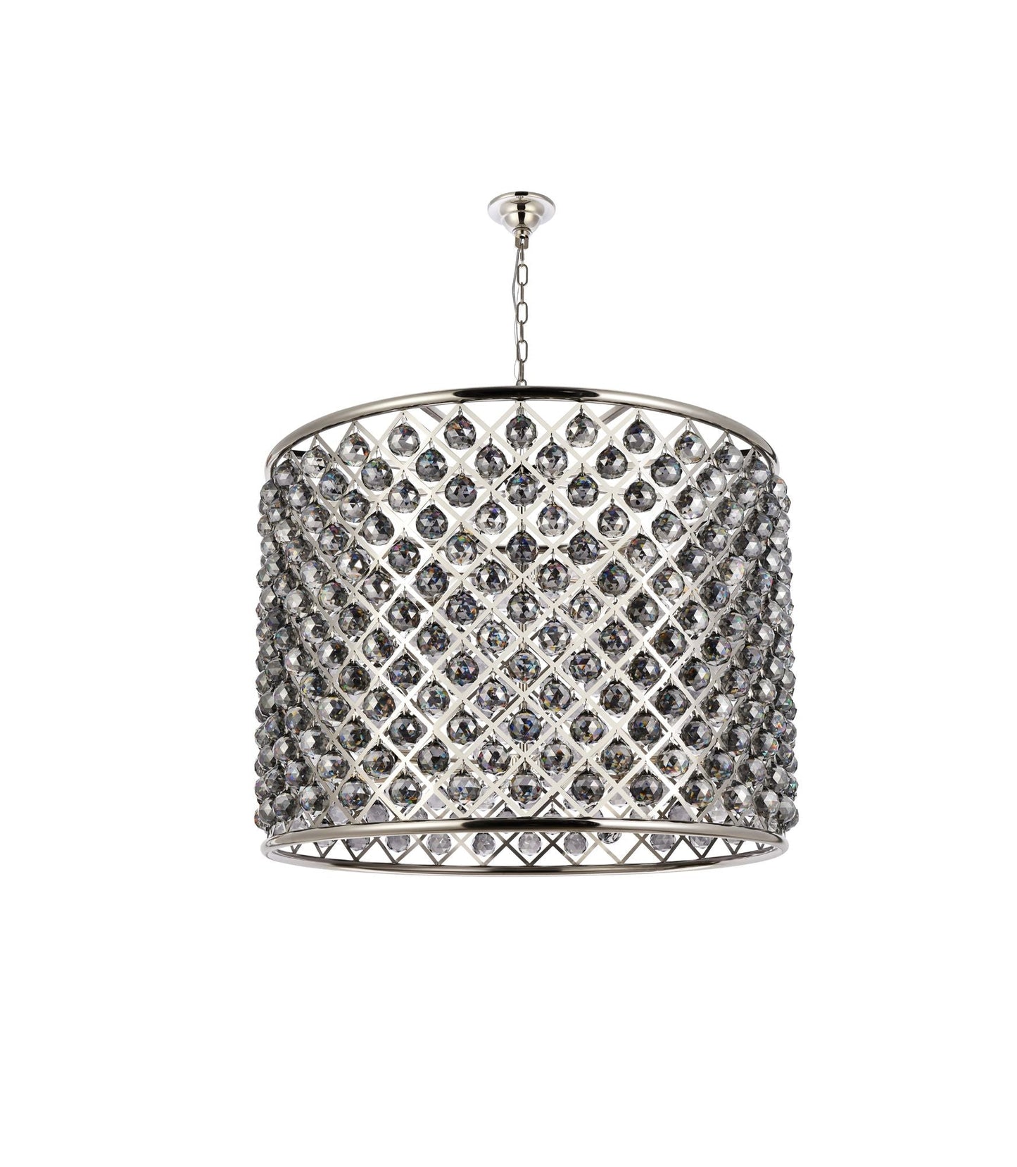 Madison 12 Lt Polished Nickel Chandelier Silver Shade (Grey)