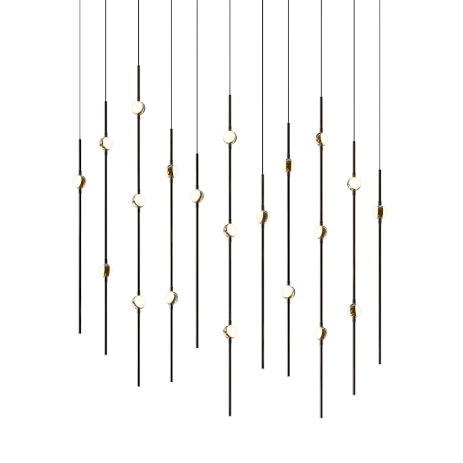 Sonneman Constellation 36" Wide LED Linear Pendant with White Optical Acrylic Shades and 240" Cable - 2200K