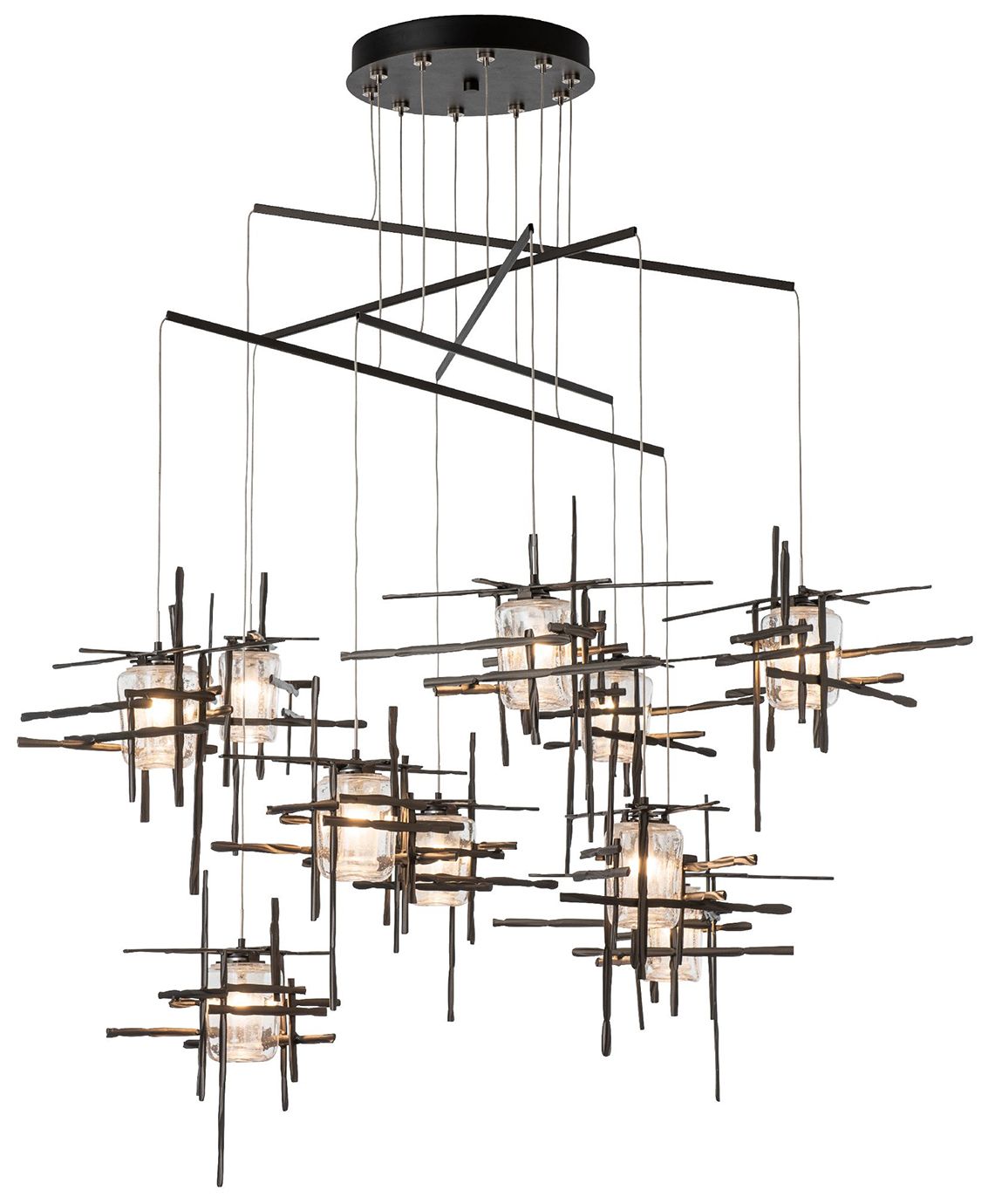 Tura 48.9"W 10-Light Oil Rubbed Bronze Mobile Pendant w/ Seeded Glass