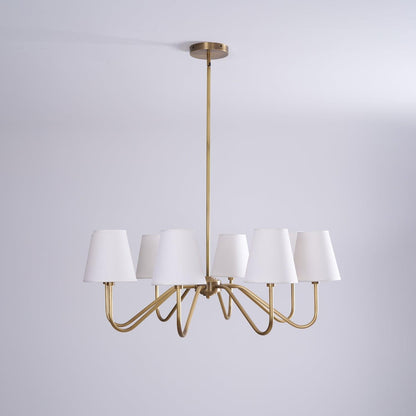 Brass Fabric Shade Adjustable Chandelier