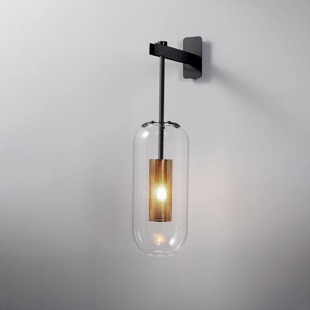 Vadim Glass Wall Lamp ? 9.8″ x H 23.6″ / Dia 25cm x H 60cm / Black Wall lamp