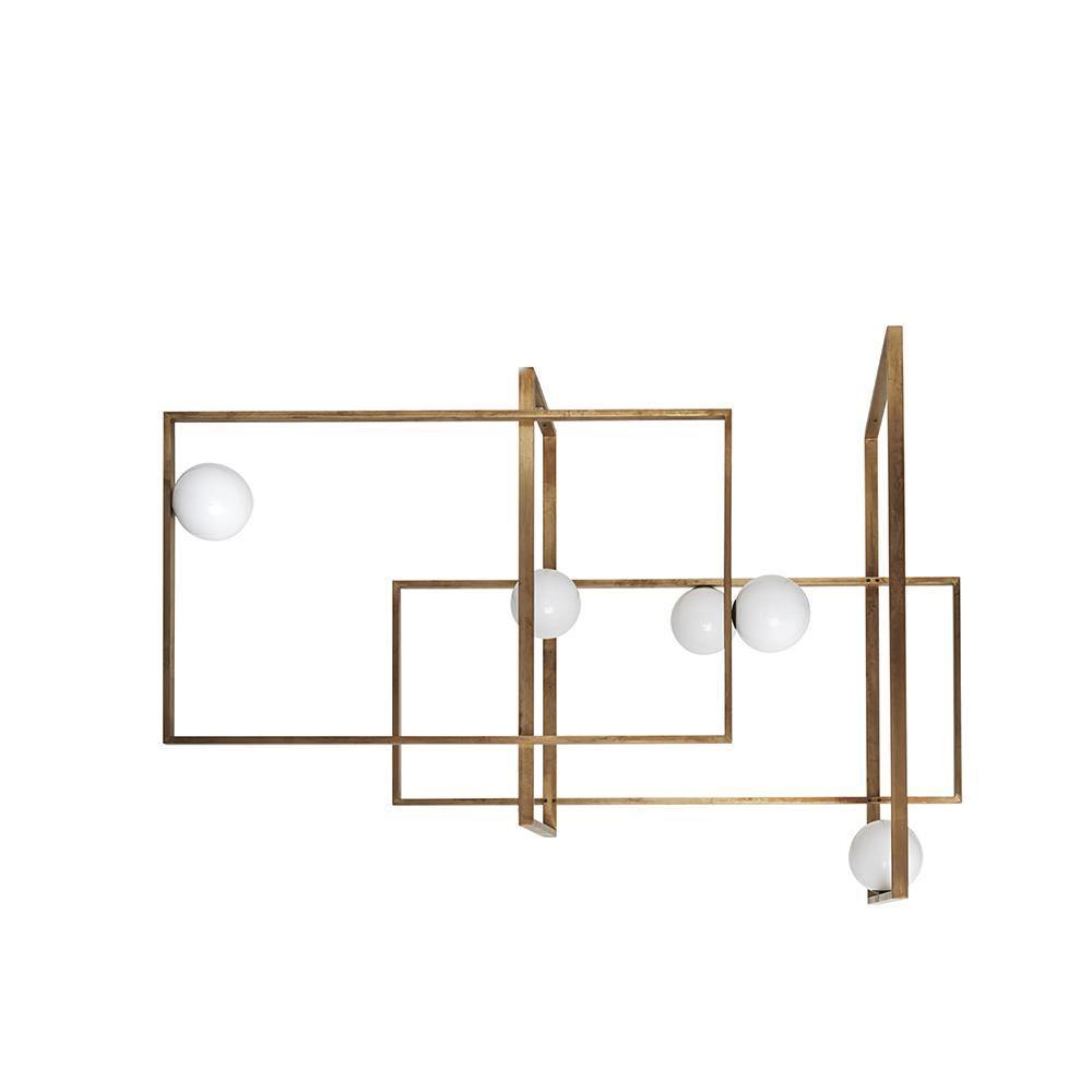 Mondrian Glass Ceiling Light L 47.2″ x W 13.8″ x H 19.7″ / L 120cm x W 35cm x H 50cm / Copper Chandelier