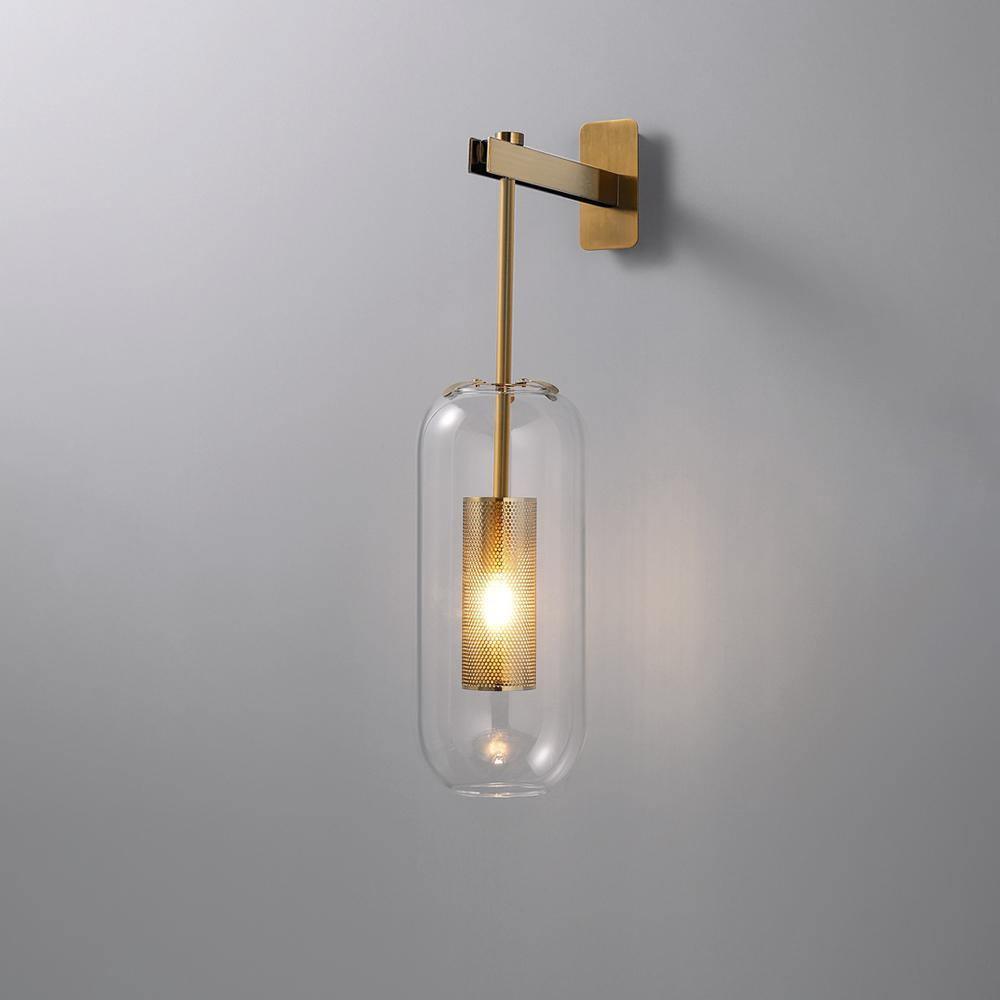 Vadim Glass Wall Lamp ? 9.8″ x H 23.6″ / Dia 25cm x H 60cm / Gold Wall lamp