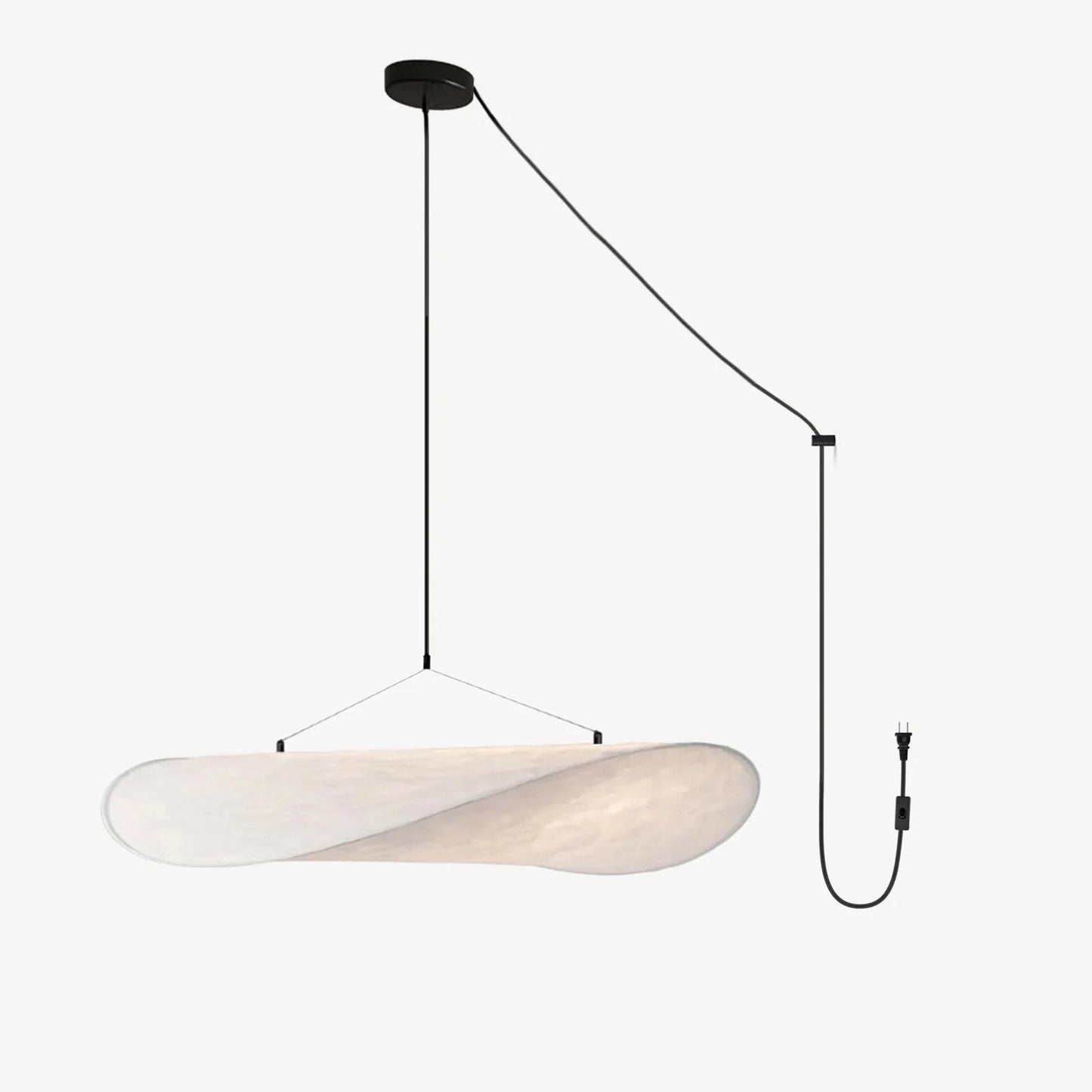 Tense Pendant Swag Light Dia 27.6″ x W 25.6″ x H 5.9″ / US Plug / White & Black / Mulberry Silk & Warm Light 1001 Pendant