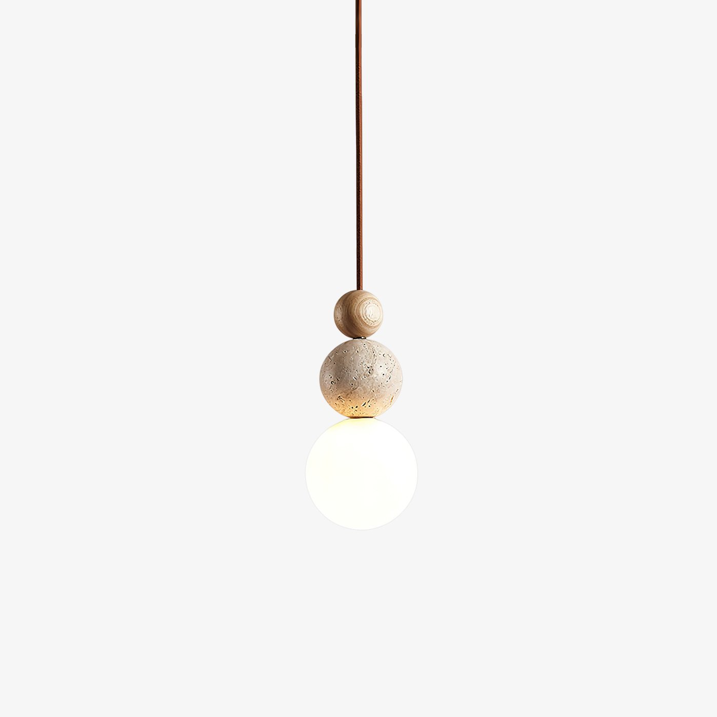 Elara Duo Pendant Lamp ? 6.3″ x H 11.8″ / Wood Color & Yellow Travertine