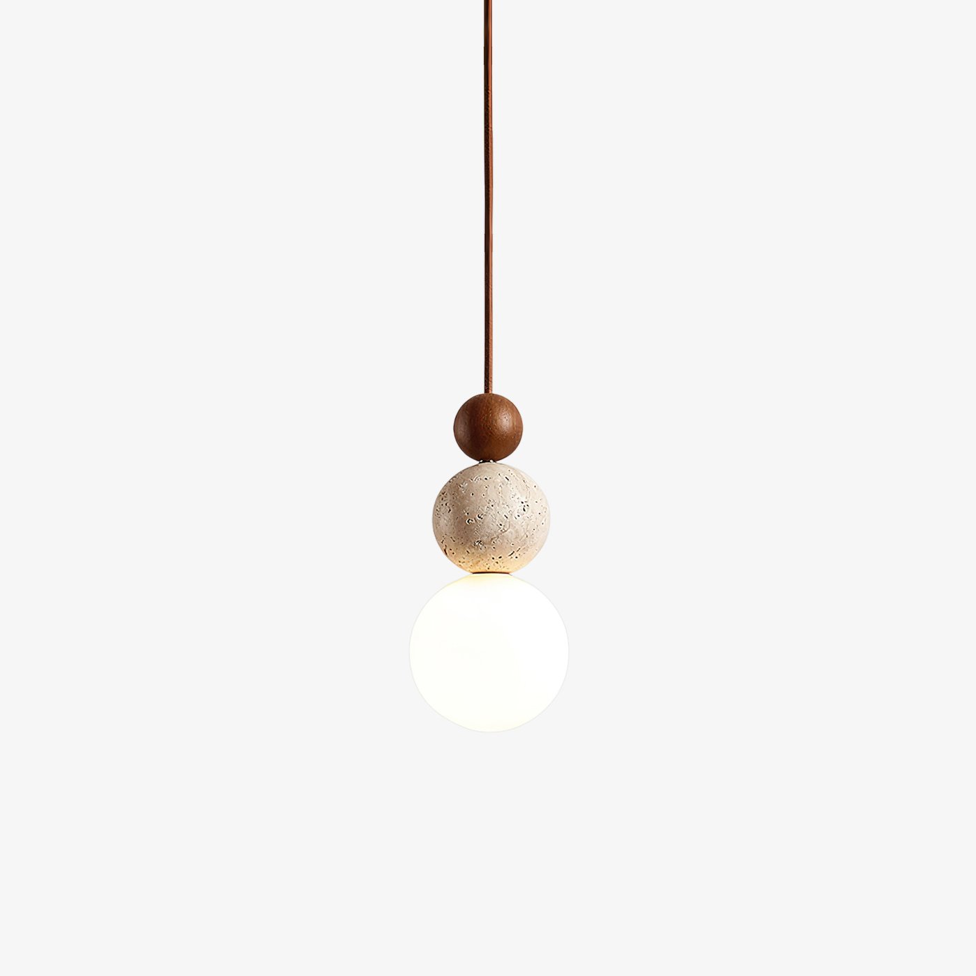 Elara Duo Pendant Lamp ? 6.3″ x H 11.8″ / Walnut Color & Yellow Travertine