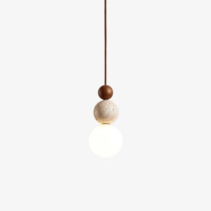 Elara Duo Pendant Lamp ? 6.3″ x H 11.8″ / Walnut Color & Yellow Travertine