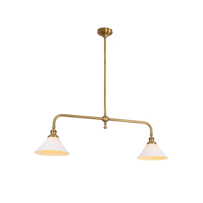 Bridgemont Pendant Light 2-lights L 40.1″ x W 9.1″ x H 11.8″ / Brass & Ceramic Lampshade