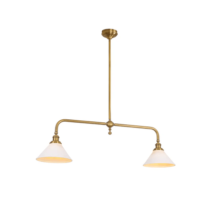 Bridgemont Pendant Light 2-lights L 40.1″ x W 9.1″ x H 11.8″ / Brass & Ceramic Lampshade