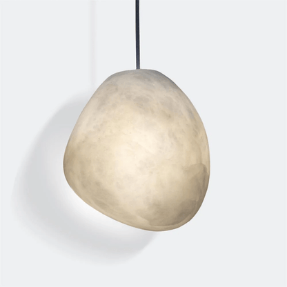 Pebbles Alabaster Pendant Lamp Model D: Dia 7.5″ x H 7.1″ / Brass & White 1001 pendant Lamp