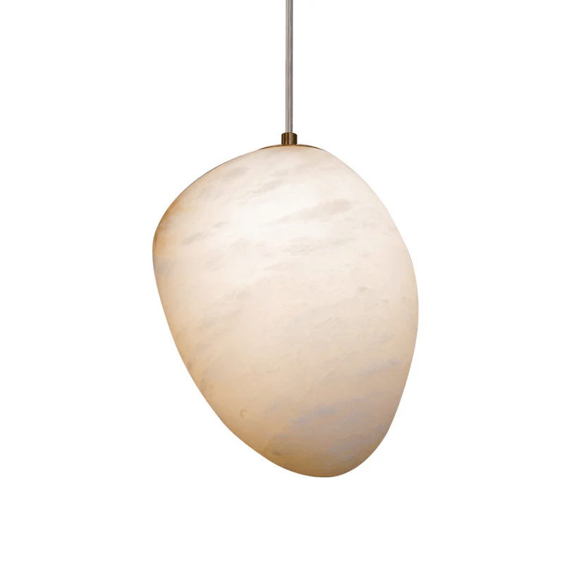 Pebbles Alabaster Pendant Lamp Model E: Dia 5.5″ x H 6.3″ / Brass & White 1001 pendant Lamp
