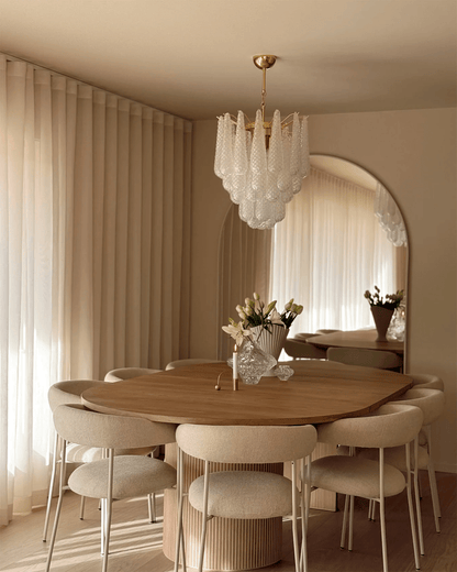Modern Sophisticated Dandelion Style Textured Glass Chandelier