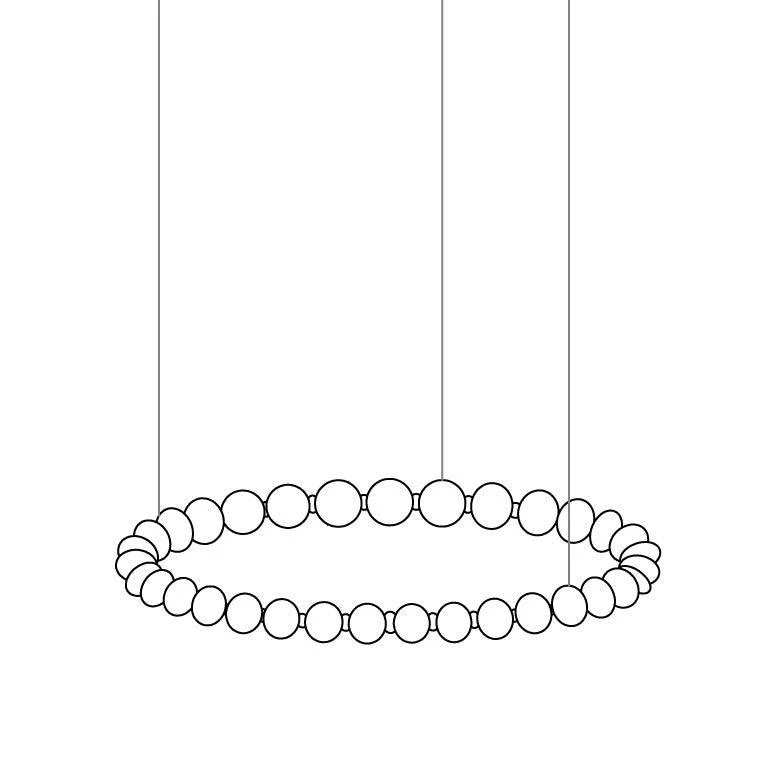 Pearl Necklace Balls Chandelier 36-Balls Dia 31.5″ x H 59″ / Gold & White / Warm Light 1001 Chandelier