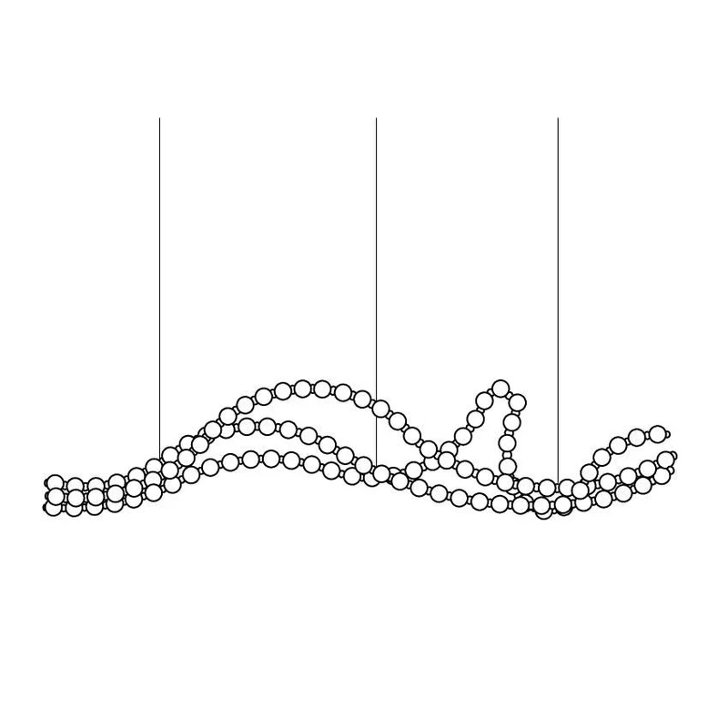 Pearl Necklace Balls Chandelier 120-Balls L 118.1″ x H 25.6″ / Gold & White / Warm Light 1001 Chandelier