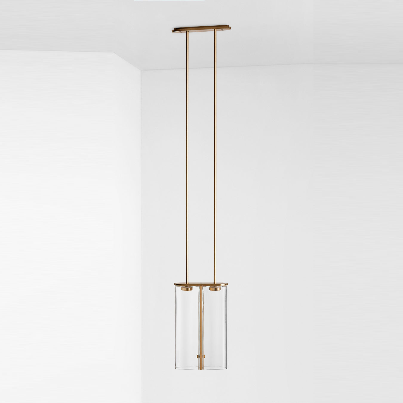 Slim Glass Pendant 19.1?W × 6.3?D × 122?H cm / 7.5?W × 2.5?D × 48?H / Gold + Clear glass Pendant light