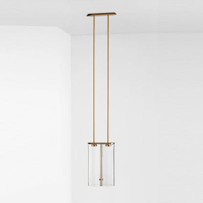 Slim Glass Pendant 19.1?W × 6.3?D × 122?H cm / 7.5?W × 2.5?D × 48?H / Gold + Clear glass Pendant light