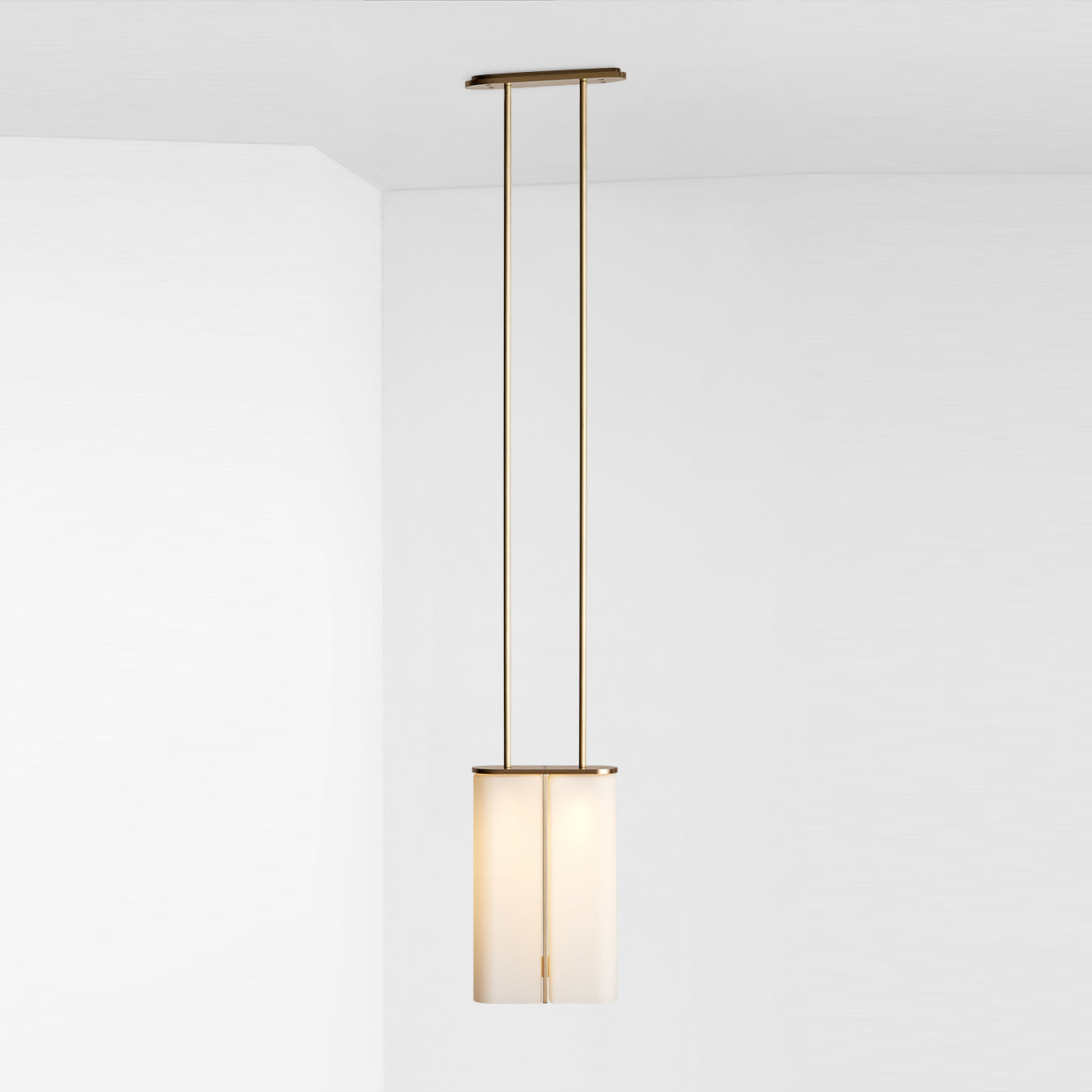 Slim Glass Pendant 19.1?W × 6.3?D × 122?H cm / 7.5?W × 2.5?D × 48?H / Gold + Milky white glass Pendant light