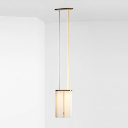 Slim Glass Pendant 19.1?W × 6.3?D × 122?H cm / 7.5?W × 2.5?D × 48?H / Gold + Milky white glass Pendant light