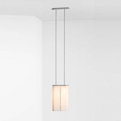 Slim Glass Pendant 19.1?W × 6.3?D × 122?H cm / 7.5?W × 2.5?D × 48?H / Chrome + Milky white glass Pendant light