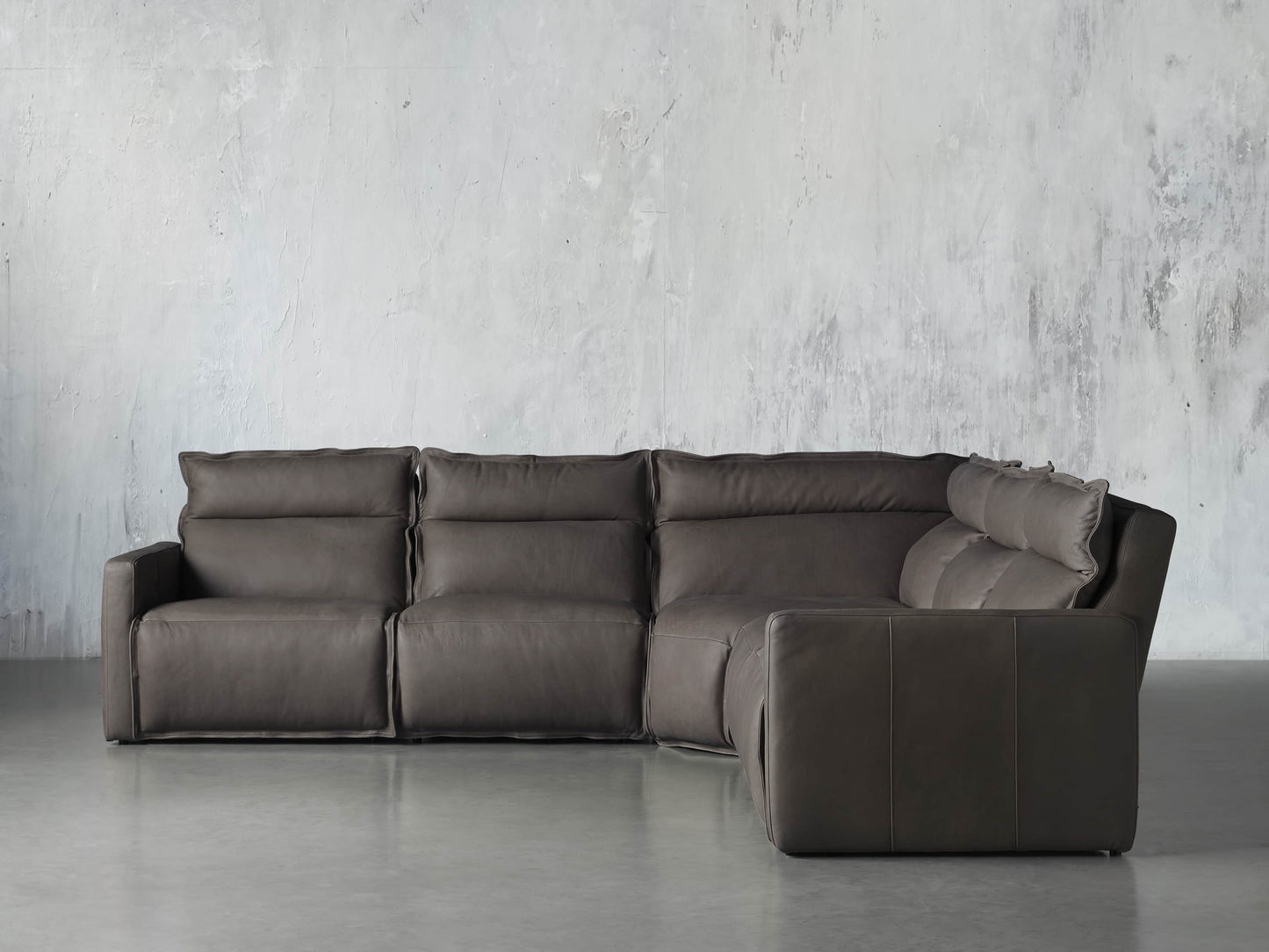 Rowland Leather Five-Piece Motion Corner Sectional