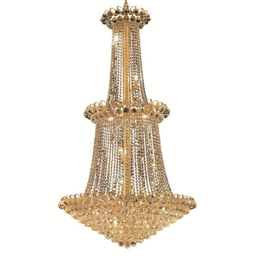 Godiva Gold Twenty-Two Light 36-Inch Three-Tier Chandelier with Royal Cut Clear Crystal