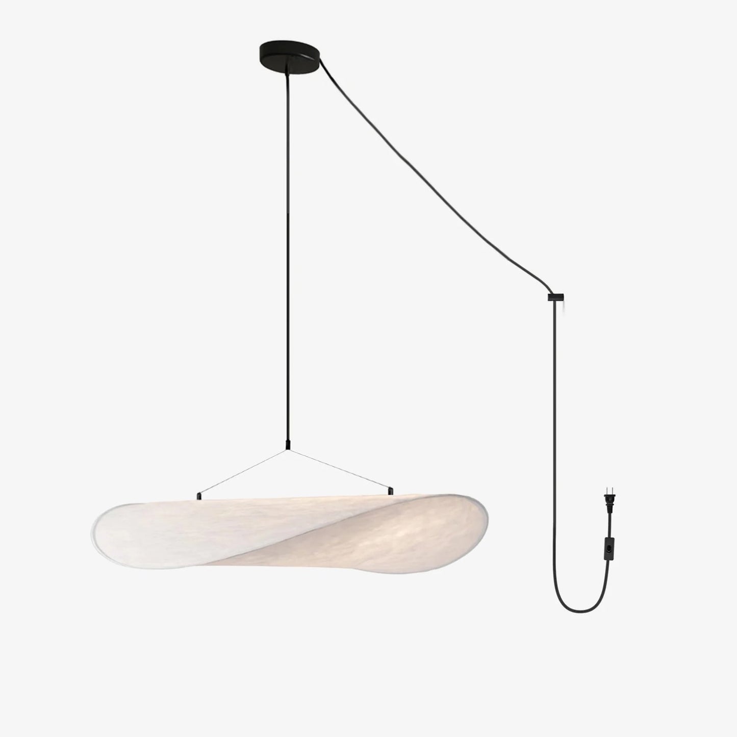 Tense Pendant Swag Light Dia 15.7″ x W 14.6″ x H 5.9″ / US Plug / White & Black / Mulberry Silk & Warm Light 1001 Pendant