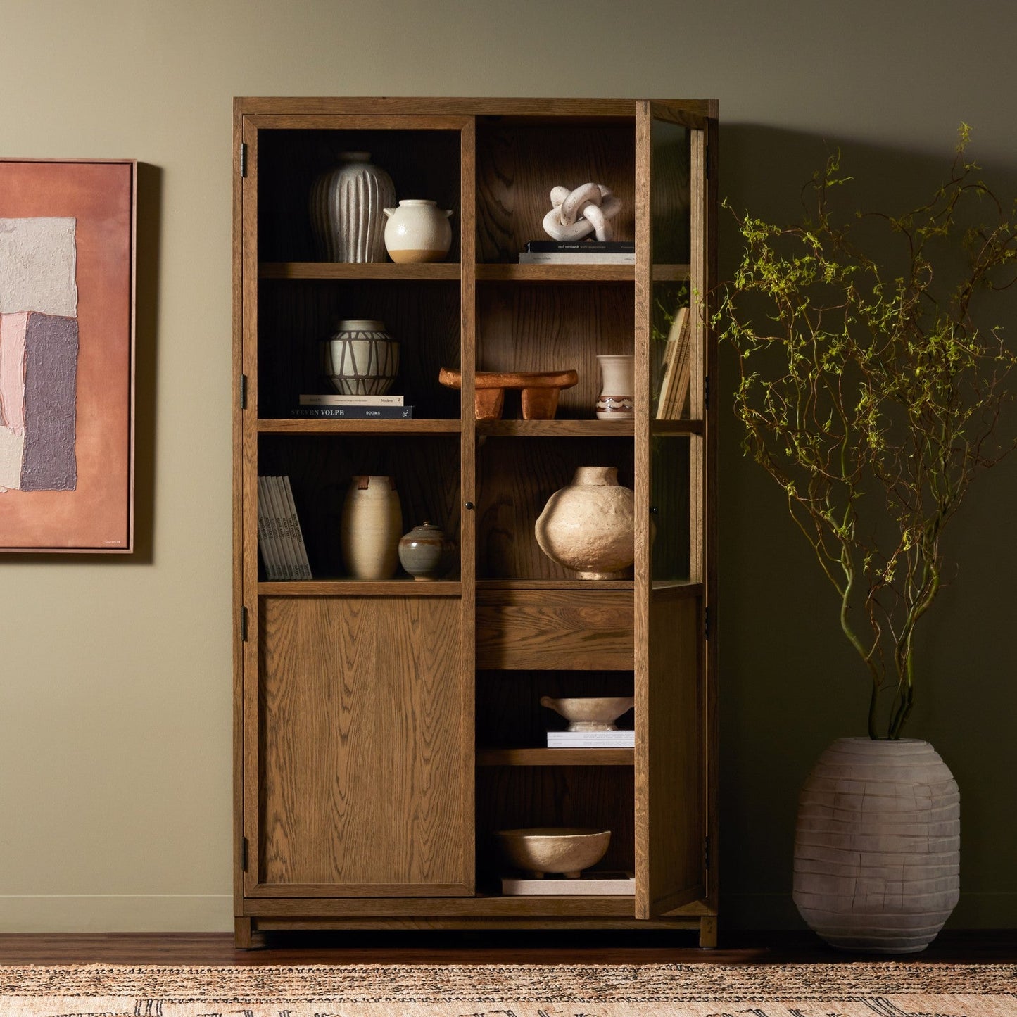 Four Hands Millie Panel and Glass Door Cabinet