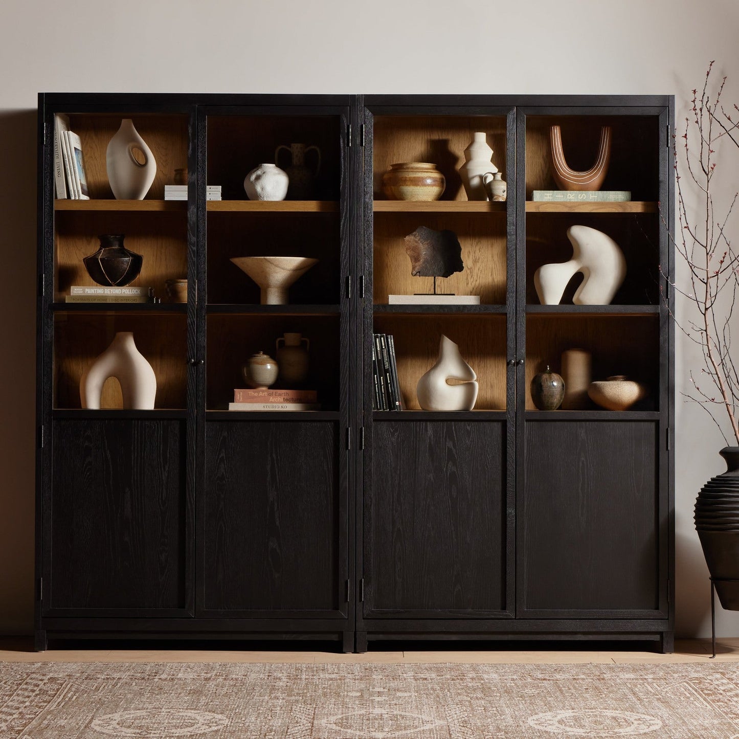 Four Hands Millie Panel and Glass Door Double Cabinet