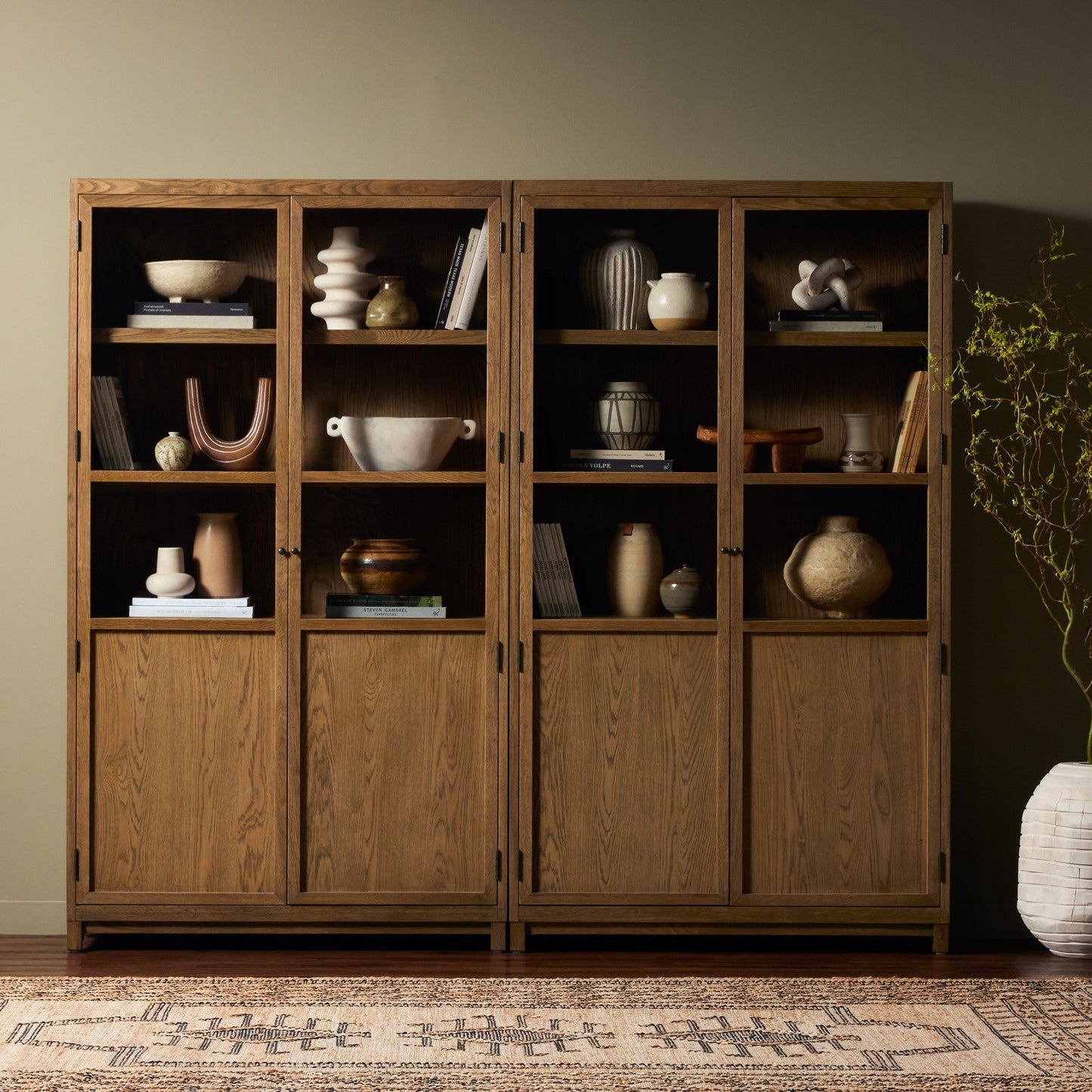 Four Hands Millie Panel and Glass Door Double Cabinet