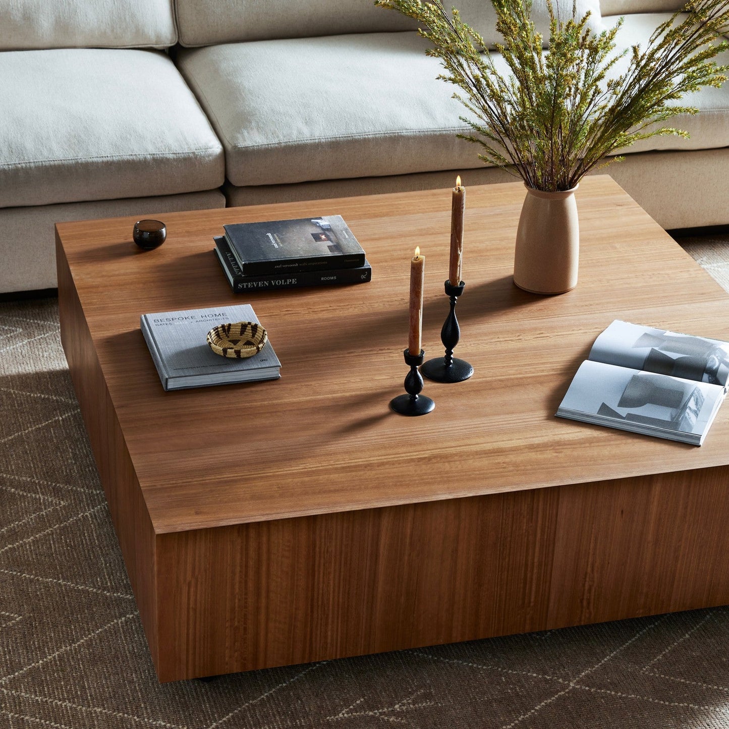 Four Hands Hudson Large Square Coffee Table-Natural