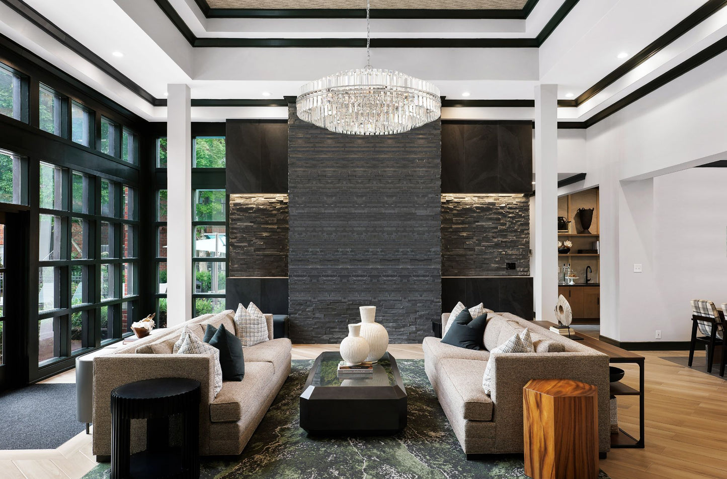 Hayes 40 1/2" Wide Polished Nickel and Crystal Chandelier