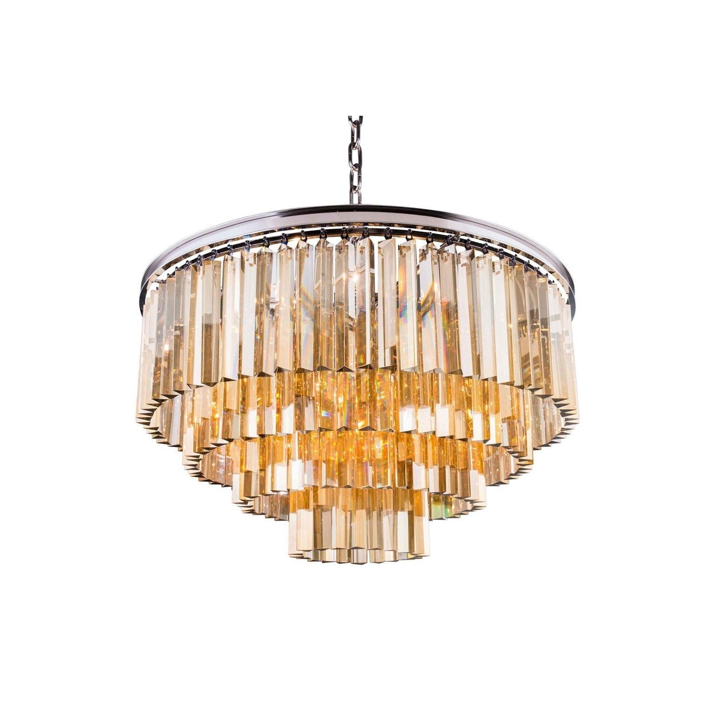 Sydney Polished Nickel Twenty-Three-Inch Pendant with Royal Cut Golden Teak Crystals