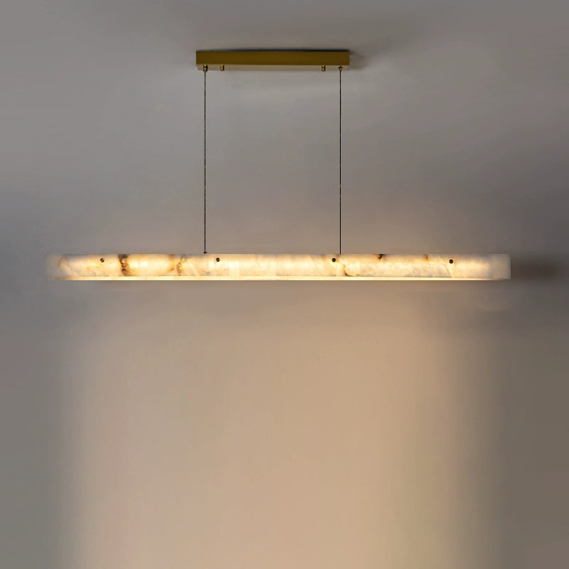 Linear Alabaster Chandelier ?59’’ / Gold / Warm White Chandelier