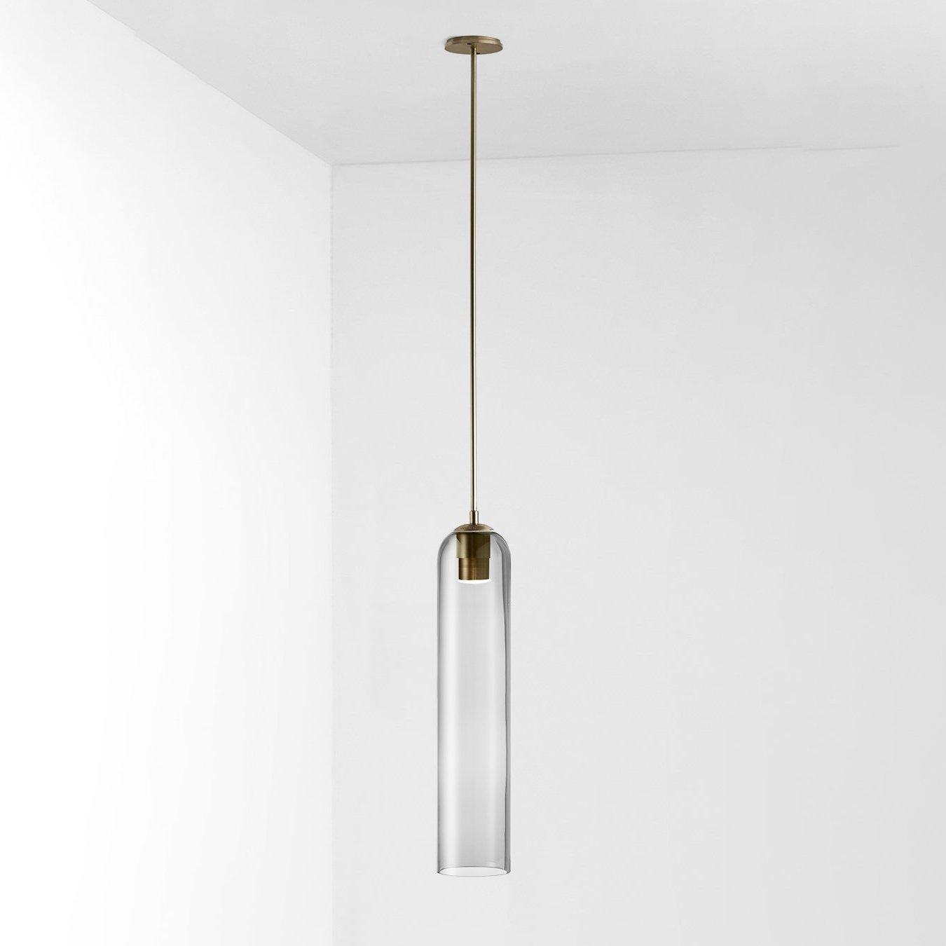 Long Tube Glass Pendant Light ? 3.9″ x H 47.2″ / Dia 10cm x H 120cm / Gold / Clear Pendant light