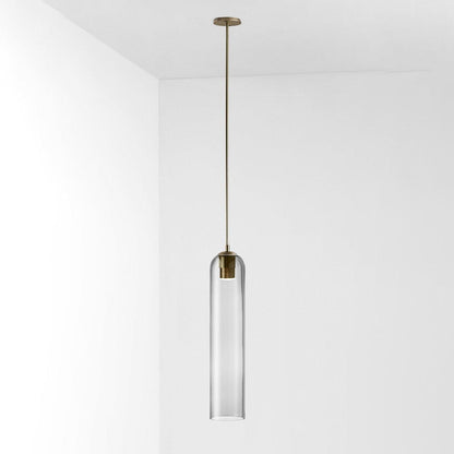 Long Tube Glass Pendant Light ? 3.9″ x H 47.2″ / Dia 10cm x H 120cm / Gold / Clear Pendant light